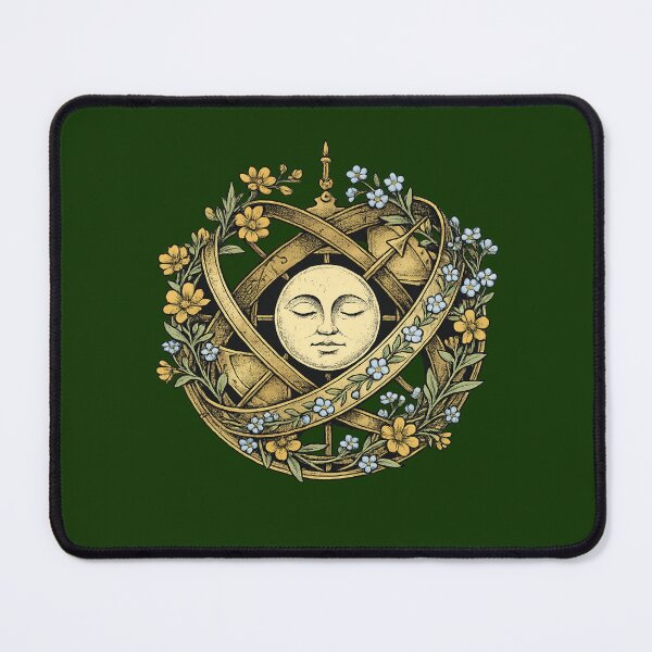 Item preview, Floral Armillary Sphere With Celestial Moon Face designed and sold by VibeMax.