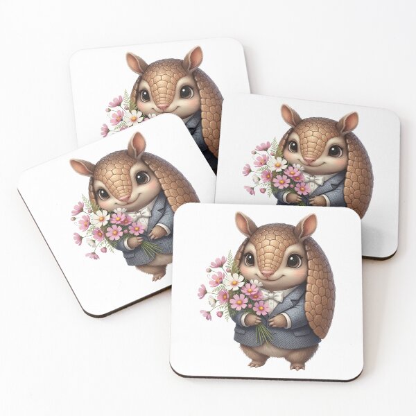 Item preview, Dapper Armadillo with Pink Cosmos designed and sold by Teeny Quities.