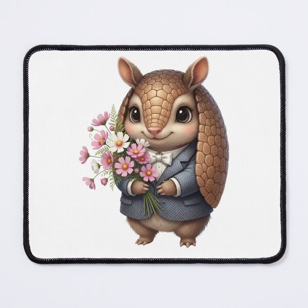 Item preview, Dapper Armadillo with Pink Cosmos designed and sold by Teeny Quities.