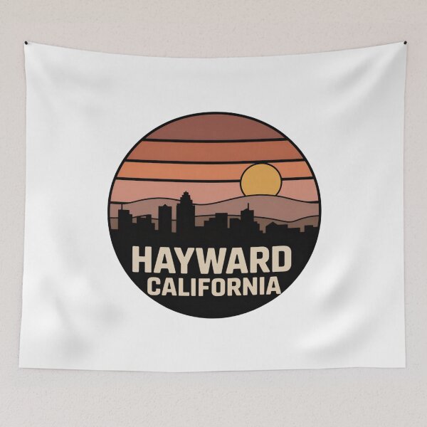 Item preview, Hayward California: Retro Sunset Skyline Hills Badge designed and sold by CircinusStore.