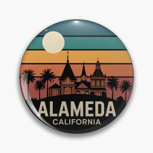 Item preview, Alameda California: Retro Victorian Sunset Badge designed and sold by CircinusStore.