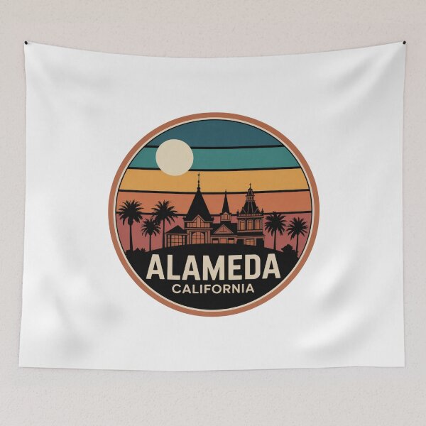 Item preview, Alameda California: Retro Victorian Sunset Badge designed and sold by CircinusStore.