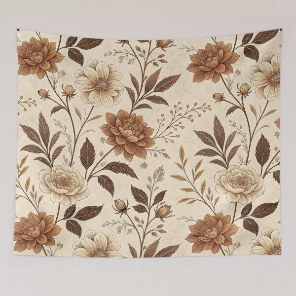 Item preview, Classic Vintage Floral Beige Pattern designed and sold by Print culturee.