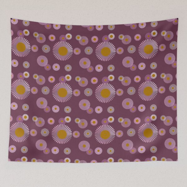 Item preview, Pink Purple Daisies on Dark Mauve  designed and sold by JaygiesDesign.