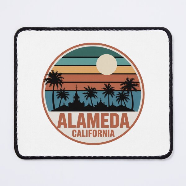 Item preview, Alameda California: Retro Sunset Landmark Badge designed and sold by CircinusStore.