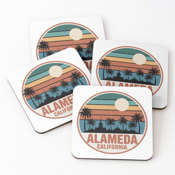 Item preview, Alameda California: Retro Sunset Landmark Badge designed and sold by CircinusStore.
