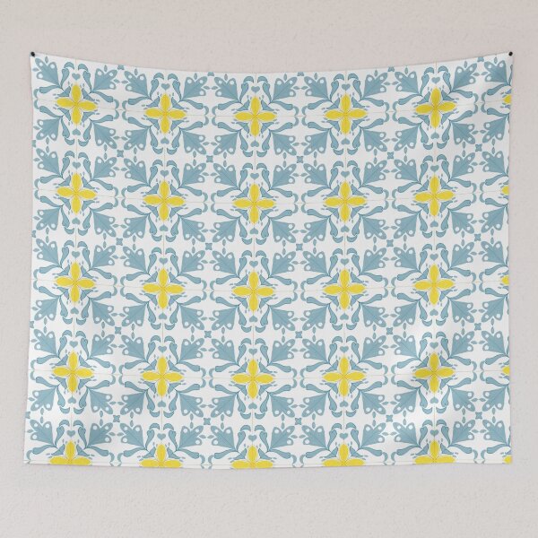 Item preview, Golden Floral Midnight Mandala - Elegant Navy Blue & Gold Tile Pattern designed and sold by poonzapoon.