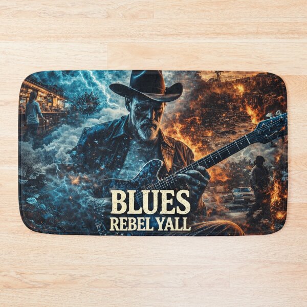 Item preview, Blues Rebel Yell Vintage Guitar Poster designed and sold by Rebel Knit.