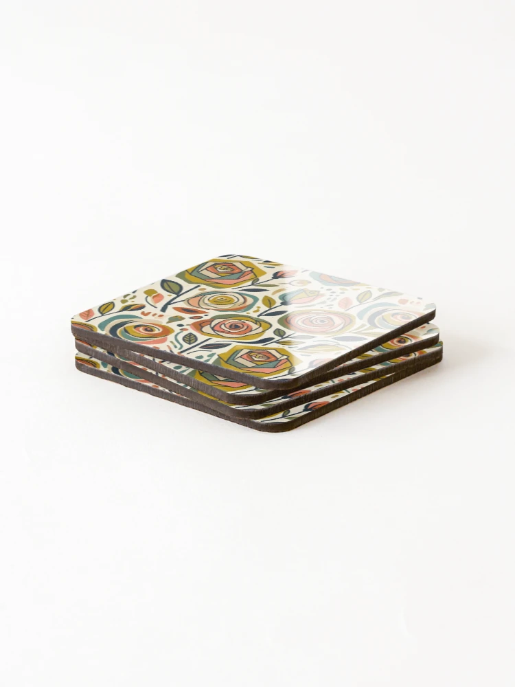 Thumbnail 4 of 5, Coasters (Set of 4), Abstract Roses designed and sold by GraphicsClub.