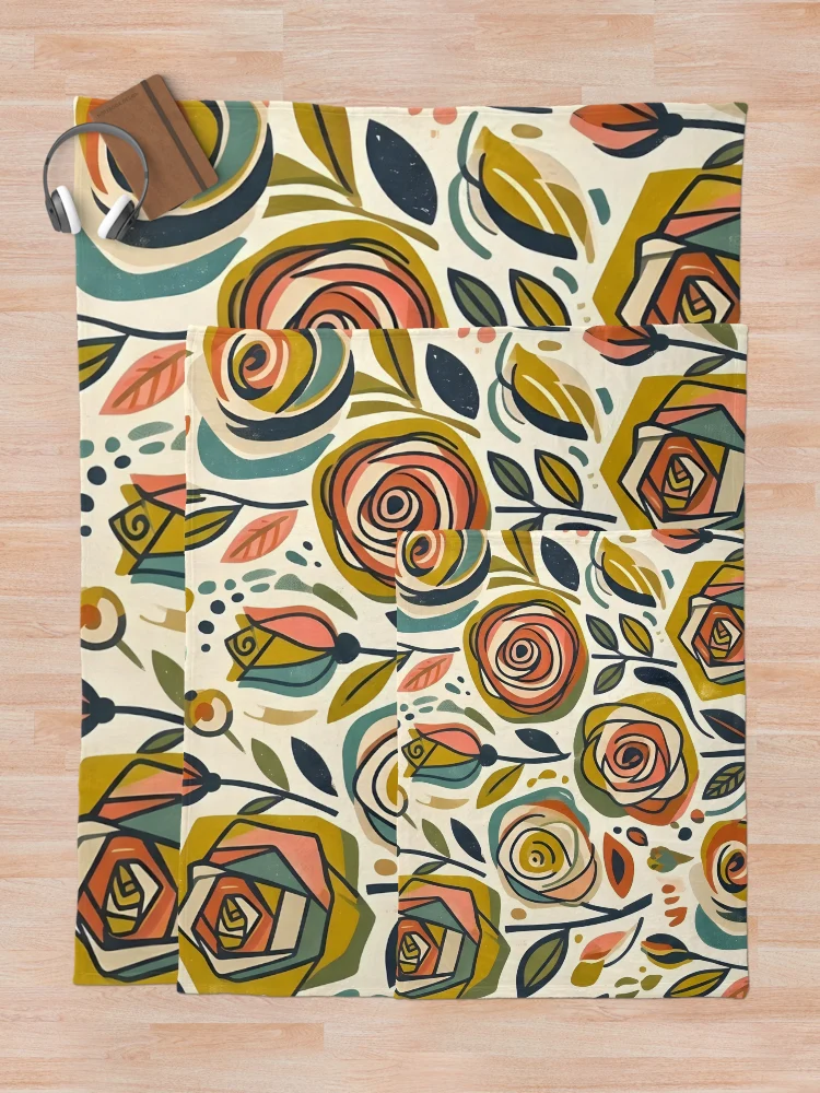 Thumbnail 5 of 6, Throw Blanket, Abstract Roses designed and sold by GraphicsClub.