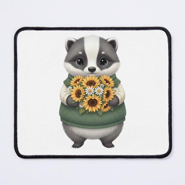 Item preview, Baby Badger with Sunflowers designed and sold by Teeny Quities.