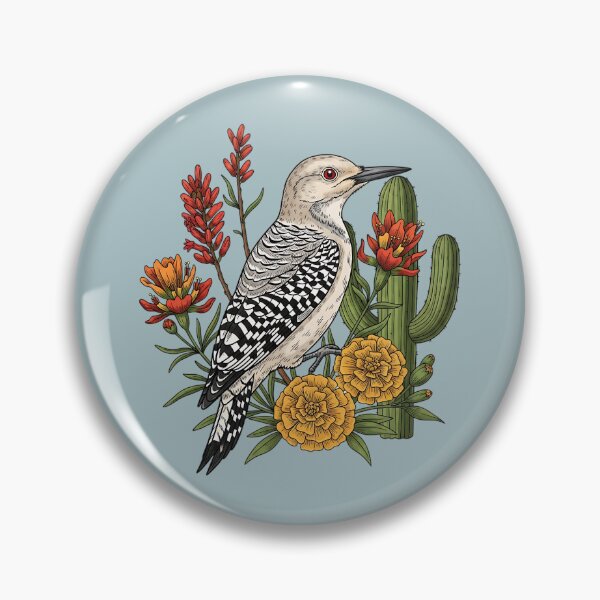 Item preview, Gila Woodpecker Bird Among Desert Wildflowers and Cactus designed and sold by BirdsnStuff.