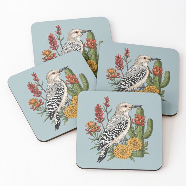Item preview, Gila Woodpecker Bird Among Desert Wildflowers and Cactus designed and sold by BirdsnStuff.
