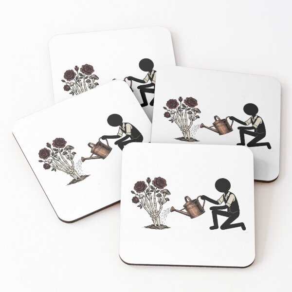 Item preview, Vintage Dark Botanical Stickman Gardener Gothic Aesthetic Bone Rose designed and sold by StickyGuys.