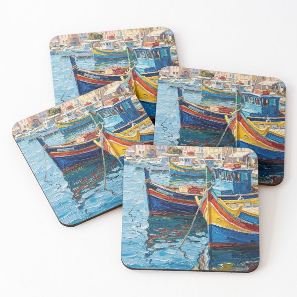 Item preview, Vibrant Mediterranean Harbor designed and sold by LovelyHomeArt.