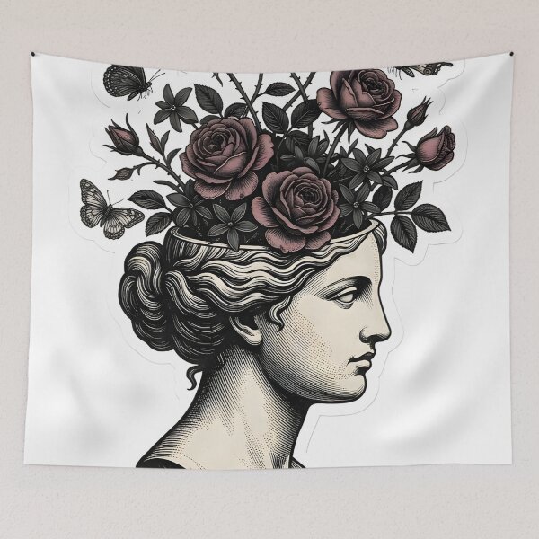 Item preview, Dark Academia Surreal Floral Bust Vintage Aesthetic Goth Poet Core designed and sold by StickyGuys.