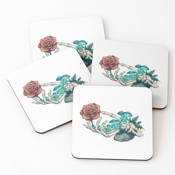 Item preview, Vintage Dark Botanical Skeletal Hand Rose Fungi Oddity Curiosities designed and sold by StickyGuys.