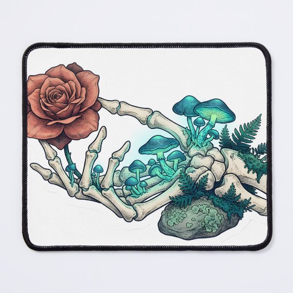 Item preview, Vintage Dark Botanical Skeletal Hand Rose Fungi Oddity Curiosities designed and sold by StickyGuys.