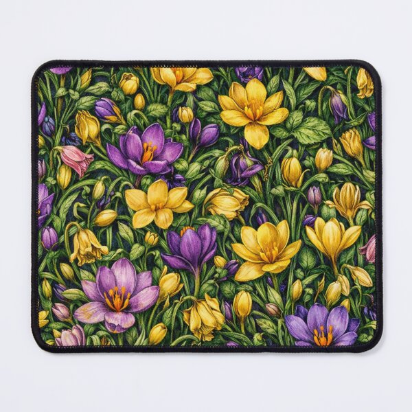 Item preview, Maximalist Crocus Floral Pattern – Dense Botanical Design in Purple and Yellow designed and sold by Velvet Botanica Atelier.