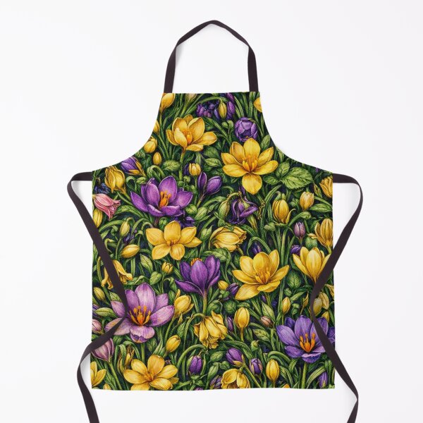 Item preview, Maximalist Crocus Floral Pattern – Dense Botanical Design in Purple and Yellow designed and sold by Velvet Botanica Atelier.