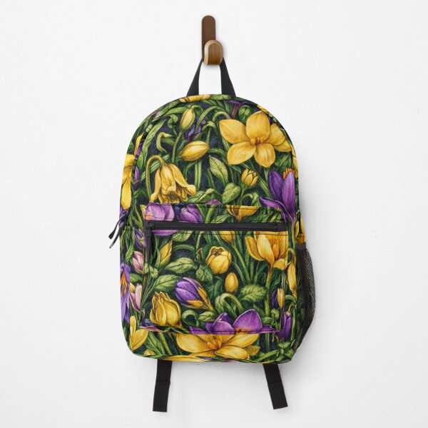 Item preview, Maximalist Crocus Floral Pattern – Dense Botanical Design in Purple and Yellow designed and sold by Velvet Botanica Atelier.