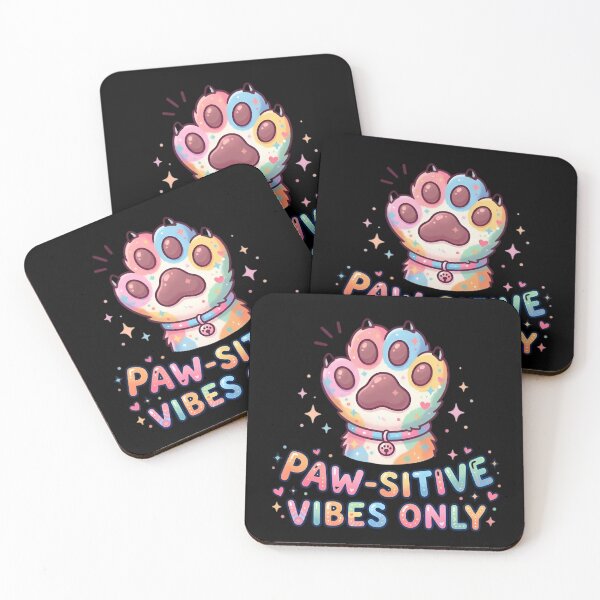 Item preview, Pawsitive Vibes Only Funny Cat and dog Paw Pun designed and sold by AlanyaArtX.