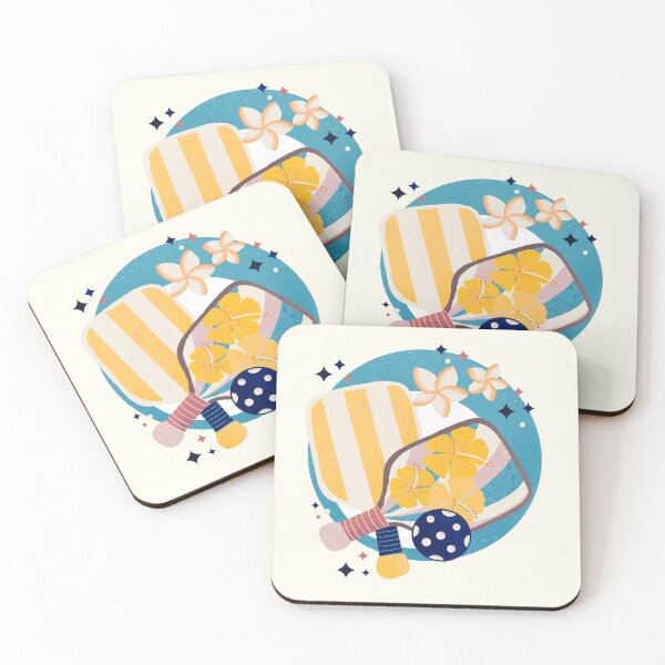 Item preview, Blue and Yellow Tropical Pickleball Badge designed and sold by Home Cyn Home.