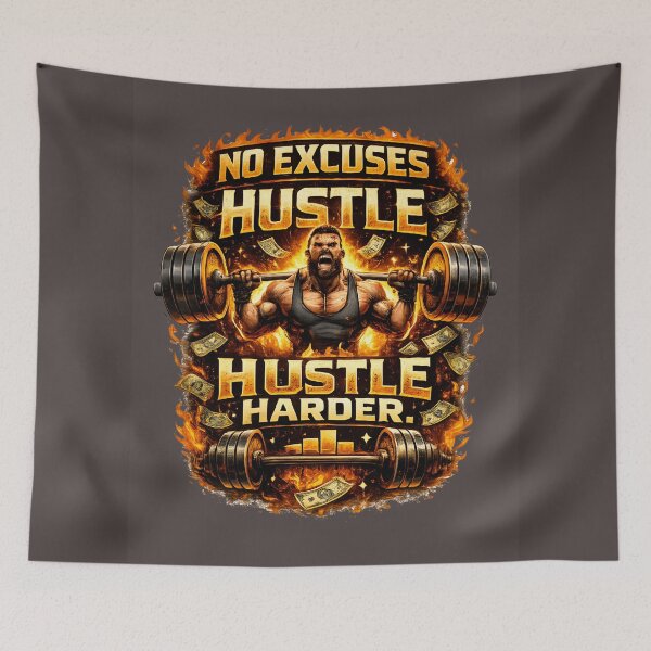 Item preview, No Excuses Hustle Harder Gym T-Shirt  Motivational Fitness Workout Bodybuilding Design designed and sold by Nixora.