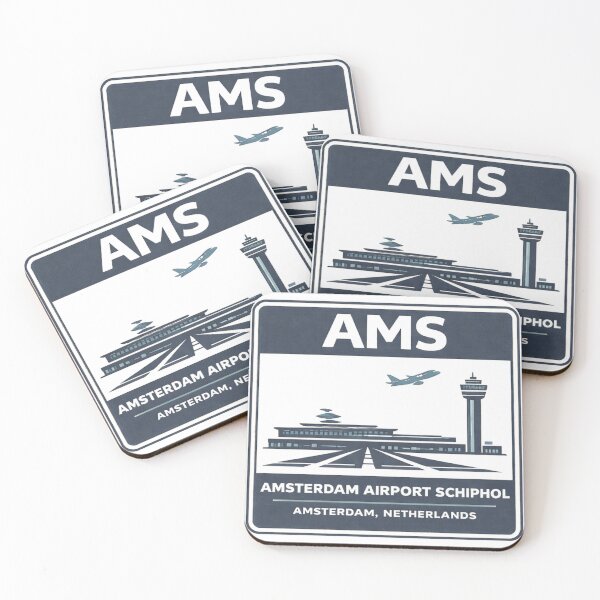 Item preview, AMS Amsterdam Airport Schiphol Sticker Magnet Travel Design designed and sold by CLOUTKULT.
