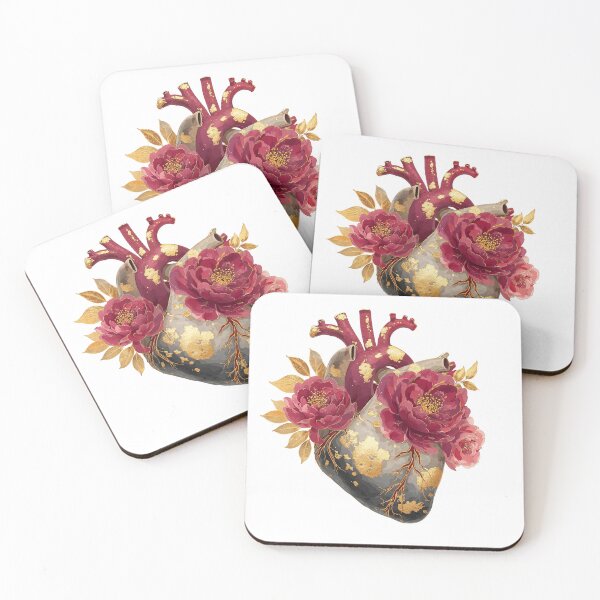 Item preview, Anatomical Heart with Peonies - Vintage Medical Floral Art designed and sold by KubbyArt.