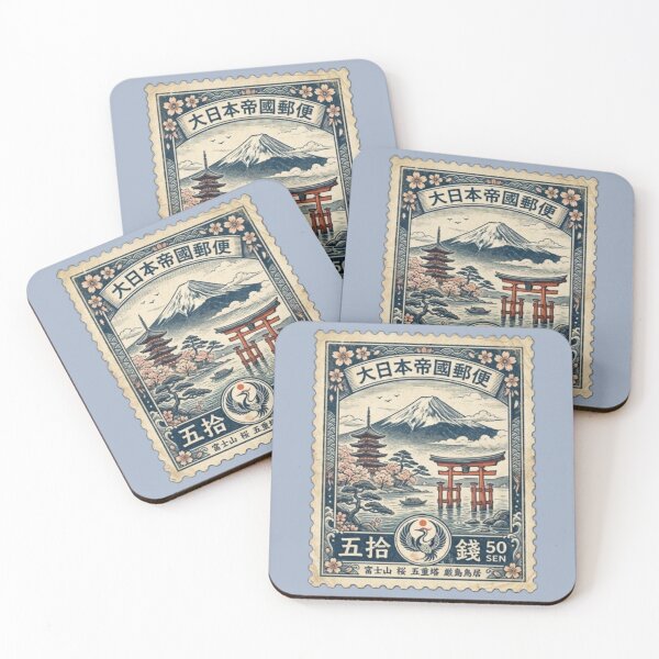 Item preview, Imperial Japan Mt. Fuji Vintage Ukiyo-e Stamp Art designed and sold by SakuraMarket26.