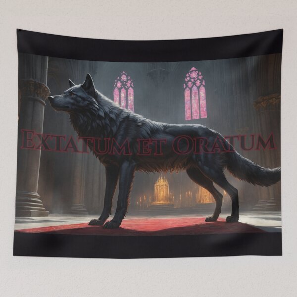 Item preview, Dark Sacred Wolf Dissolves in Cathedral Ecstasy Prayer designed and sold by GeoWhimsy Studio.