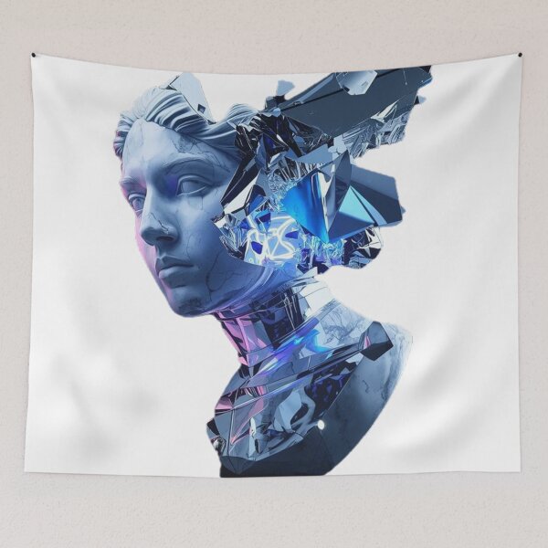 Item preview, Futuristic Marble Statue 3D – Cyberpunk Classical Art Sculpture designed and sold by DzA-stickers.