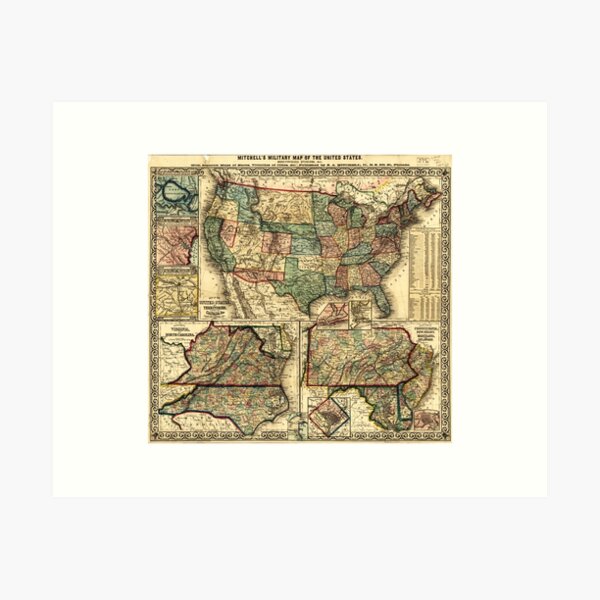 Item preview, Mitchell's Military Map of the United States (1861) designed and sold by allhistory.