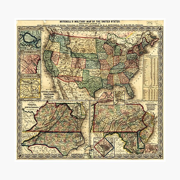 Item preview, Mitchell's Military Map of the United States (1861) designed and sold by allhistory.
