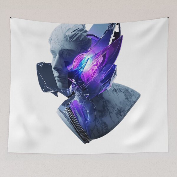 Item preview, Futuristic Marble Statue 3D – Cyberpunk Classical Art Sculpture designed and sold by DzA-stickers.
