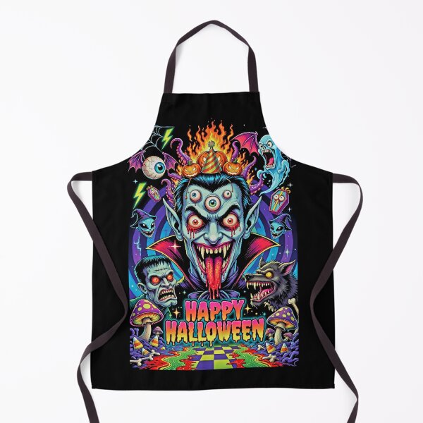 Item preview, Happy Halloween Psychedelic Monsters - Vampire Frankenstein Werewolf & Crazy Pumpkins designed and sold by David Brookes Digital.