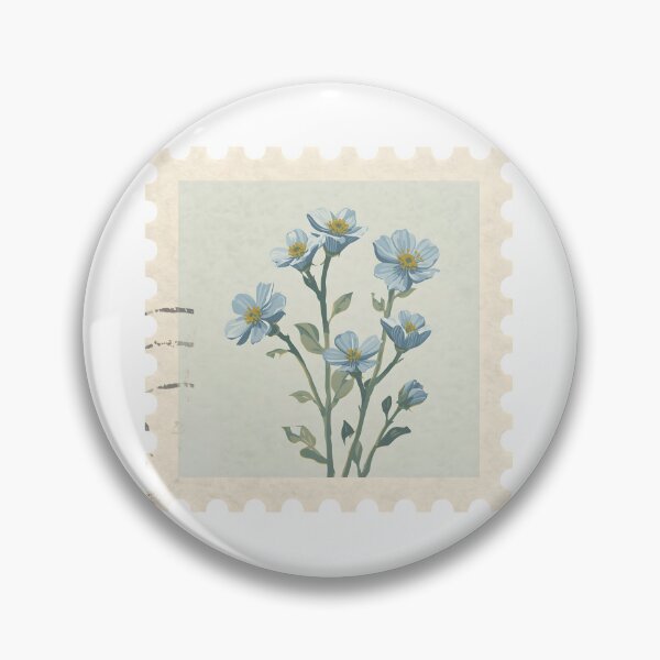 Item preview, Vintage blue forget-me-not flowers stamp designed and sold by uunaa.