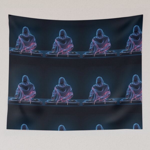 Item preview, Neon Futuristic DJ T-shirt, electronic music design, original gift for DJs, cyberpunk style, modern streetwear designed and sold by StormArte.