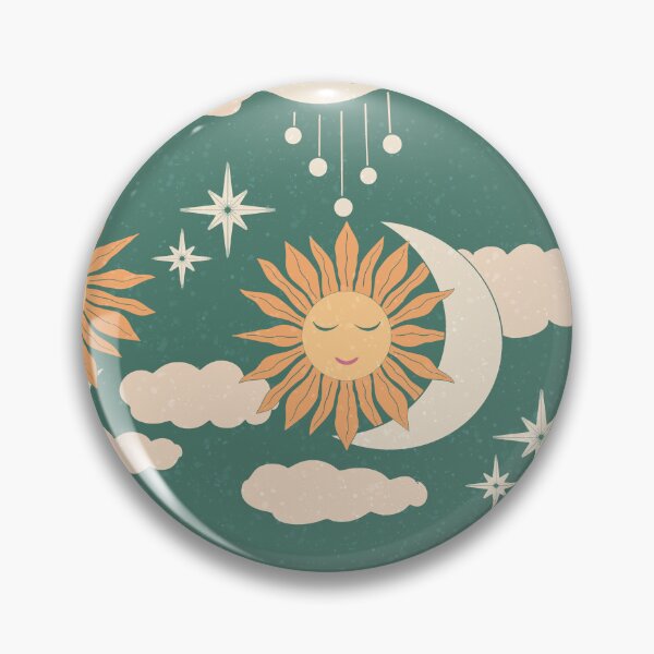 Item preview, Teal Celestial Sun Moon Retro Boho Vintage Pattern Art designed and sold by DColourMuse.