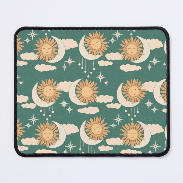 Item preview, Medium scale of Teal Celestial Sun Moon Retro Boho Vintage Pattern Art designed and sold by DColourMuse.