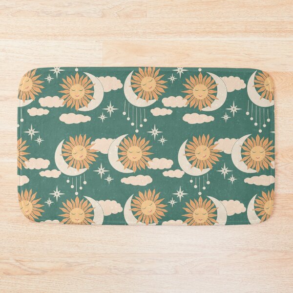 Item preview, Medium scale of Teal Celestial Sun Moon Retro Boho Vintage Pattern Art designed and sold by DColourMuse.