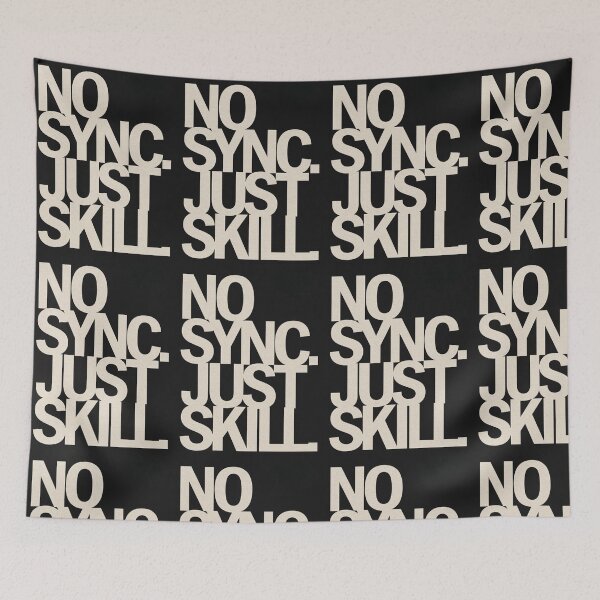 Item preview, No Sync Just Skill DJ T-shirt, minimalist typographic design, original DJ gift, urban style electronic music designed and sold by StormArte.