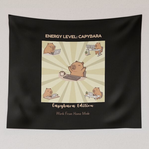 Item preview, Capybara Work From Home Shirt – Energy Level Capybara Funny Remote Work Meme Cute Office Animal Tee designed and sold by HOUSE OF TIST.