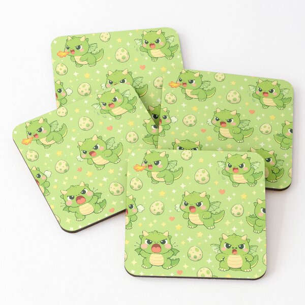 Item preview, Kawaii Green Dinosaur & Little Dragon Pattern designed and sold by GlowingTales.