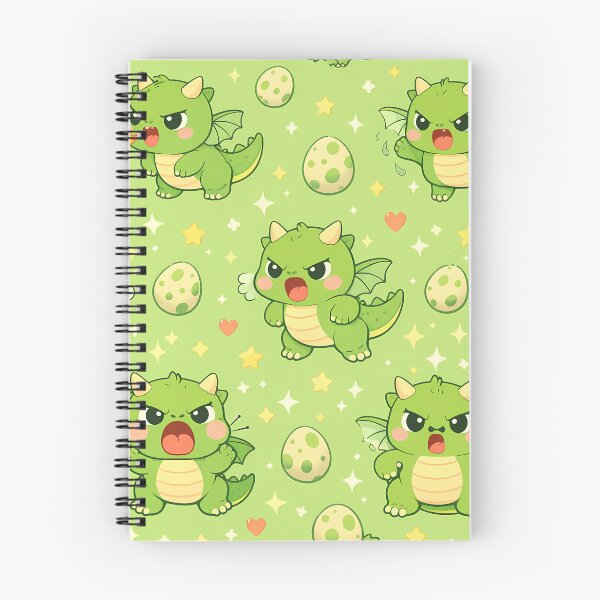 Item preview, Kawaii Green Dinosaur & Little Dragon Pattern designed and sold by GlowingTales.