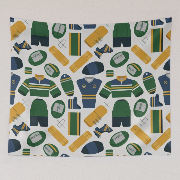 Item preview, Rugby Seamless Pattern – Jerseys, Balls & Gear designed and sold by Midnight Veil Designs.