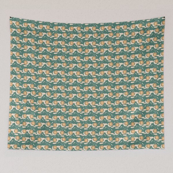 Item preview, XSmall scale of Teal Celestial Sun Moon Retro Boho Vintage Pattern Art designed and sold by DColourMuse.