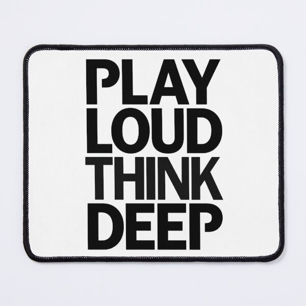 Item preview, Play Loud Think Deep T-shirt, minimalist typographic design, original music gift, modern urban style designed and sold by StormArte.