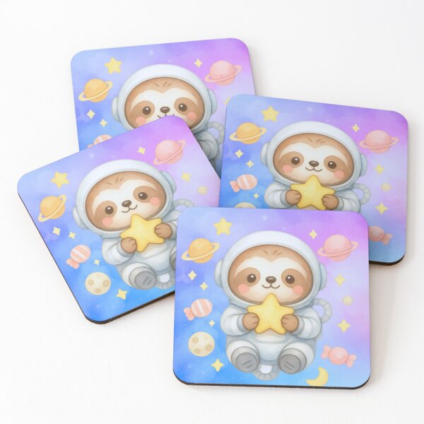 Item preview, Cute Sloth Astronaut Holding Star – Kawaii Pastel Space Galaxy Art designed and sold by p-frosty-design.